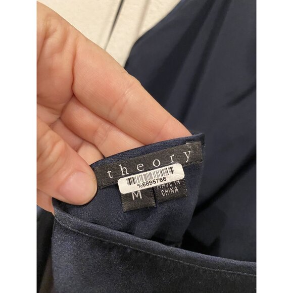 Theory Silk Tank Top Womens Medium Black Halter Ruffle Detail Sleeveless Blouse - Picture 4 of 6